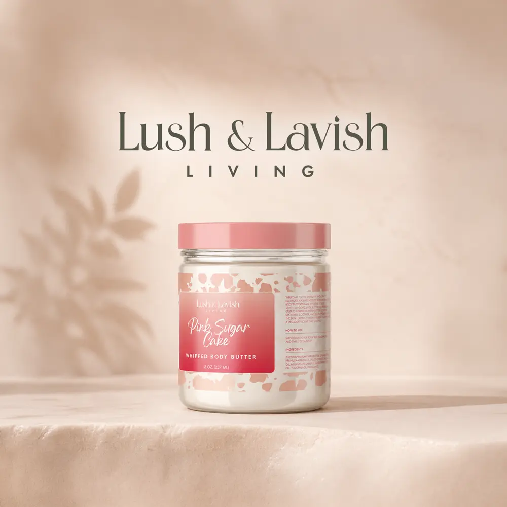Lush & Lavish Living logo and packaging design